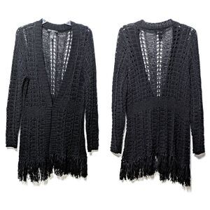 NWOT ELENA SOLANO Open Knit Fringe Cardigan 1X